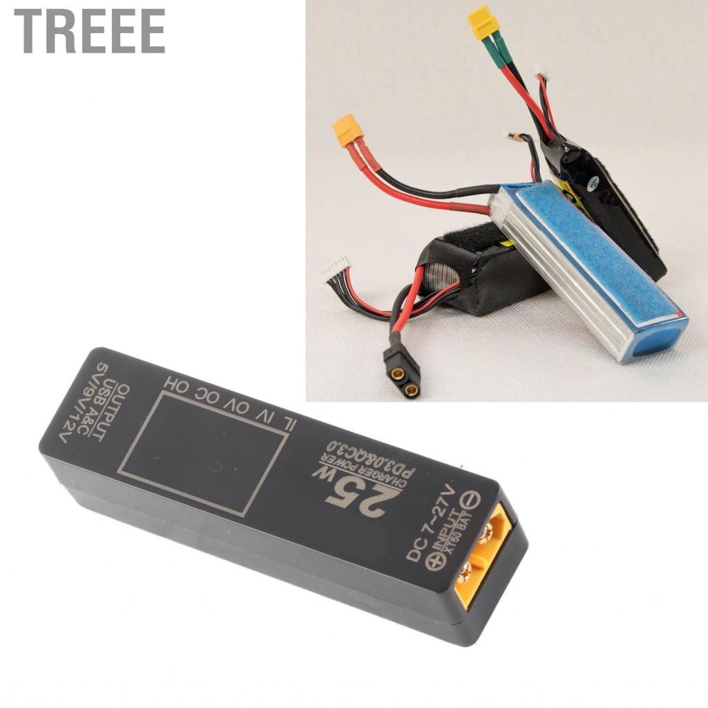 Treee อินเทอร์เฟซ USB XT60 ไปยัง QC3.0 Fast Charger ป้องกันการลัดวงจรไฟฟ้าเกิน