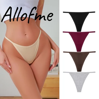 Allofme ผู้หญิงผ้าฝ้ายแท้ G-String เซ็กซี่ต่ําเอว Thongs กางเกงชั้นในสีทึบนุ่ม
