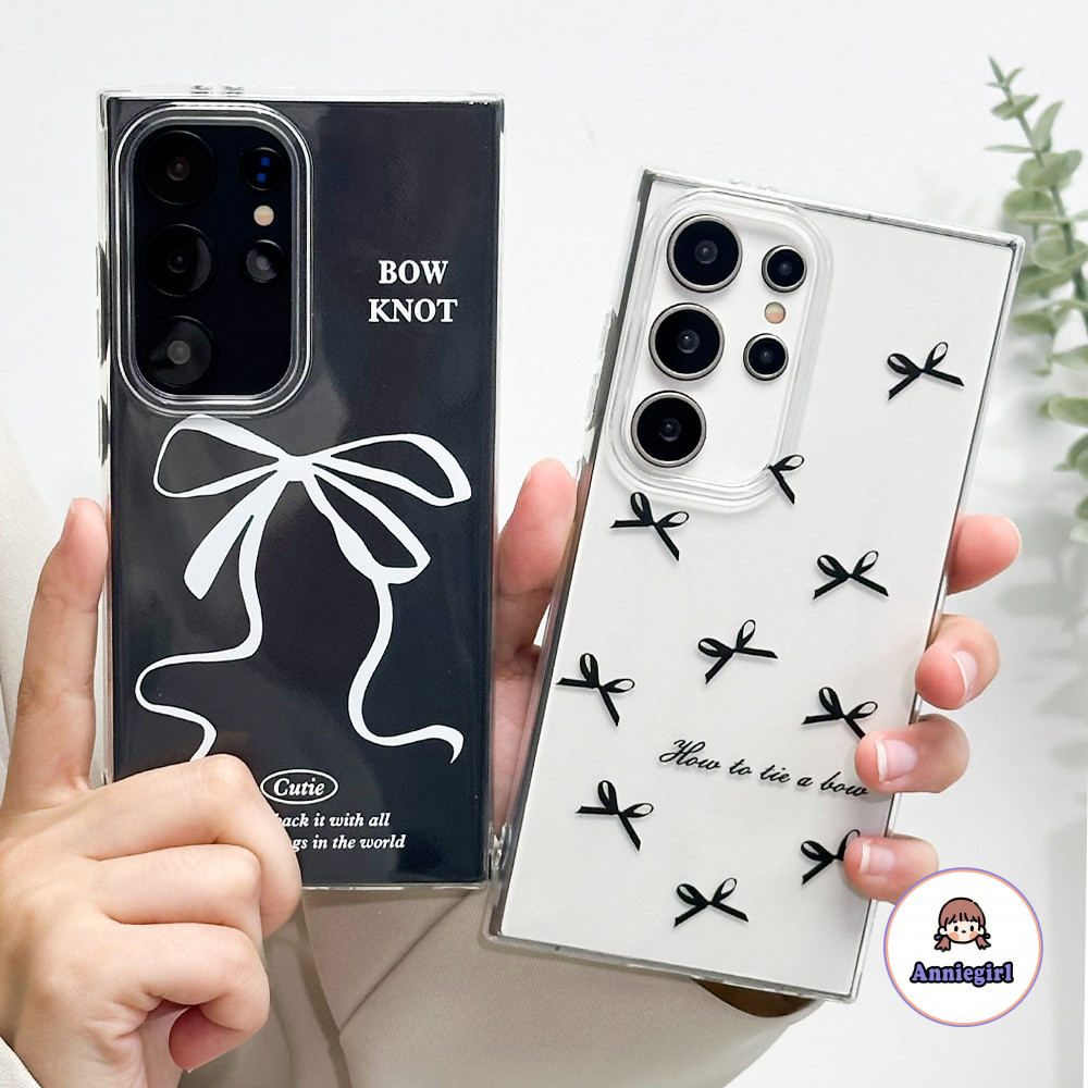 SAMSUNG Simple Ribbon Bowknot Clearเคสโทรศัพท์สําหรับSamsung S24 S23 S22 Ultra Plus A54 A13-4G A23/A53-5Gกันกระแทกป้องกันสิ่งสกปรกนุ่มTPUปกหลัง