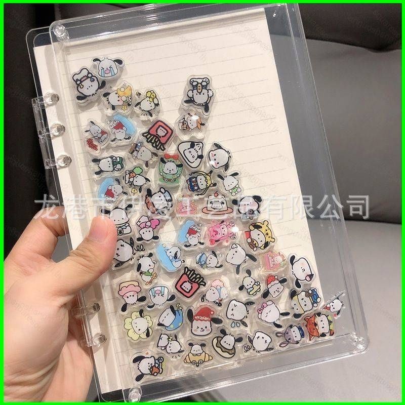 Sanrio POCHACCO Genshin Shin-chan อะคริลิคใส shake A5 notebook A7 สมุดโน๊ตแบบหลวม DIY แผ่นอะคริลิค