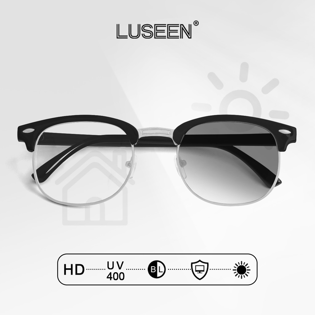 LUSEEN แว่นตาคอมพิวเตอร์แบบโฟโตโครมิกสําหรับผู้หญิงและผู้ชายแว่นตา 2 In 1 ทนต่อรังสี แว่นตา AG2230