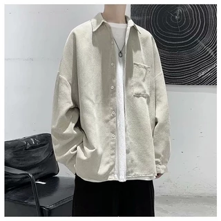 56MEN Men Shirt Fashion C601 เสื้อเชิ้ตผู้ชาย เสื้อลูกฟูก เชิ้ตแขนยาว สีพื้น เสื้อคลุม เชิ้ตลำลอง