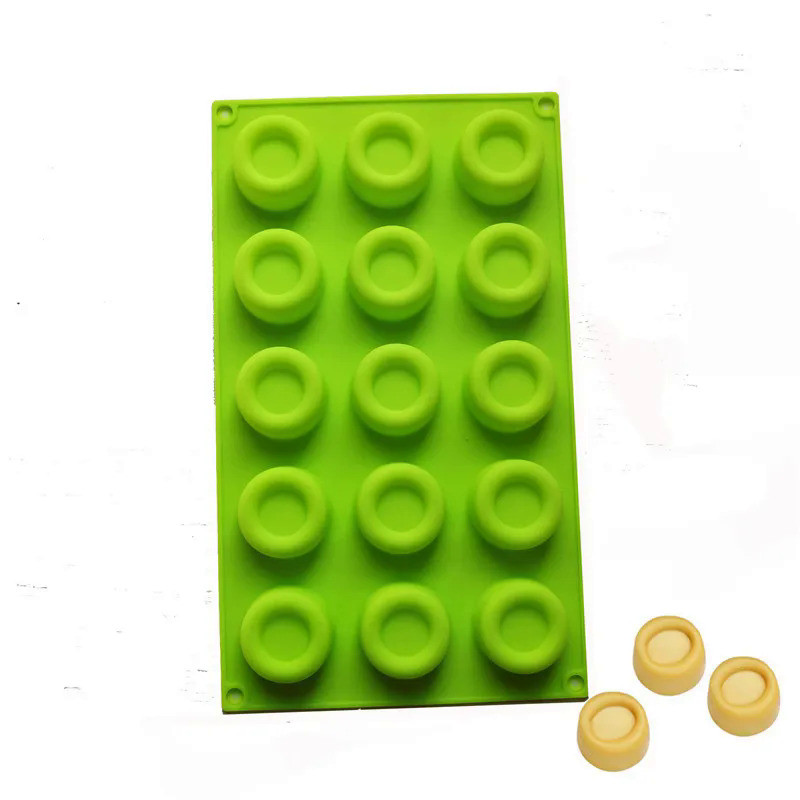 Silicone Mini Donut Mold Chocolate 15 Cavity Doughnut Baking Pan Tray Muffin Cups Chocolate Jelly Pu