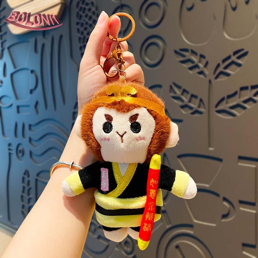 Bo ลิงตุ๊กตาตุ๊กตากระเป๋าเป้สะพายหลังตกแต่งรถพวงกุญแจ Monkey King พวงกุญแจ, อุปกรณ์ต่อพ่วงเกม Soft Kawaii 3A คอลเลกชันเกมการ์ตูนจี้ตุ๊กตาหญิง