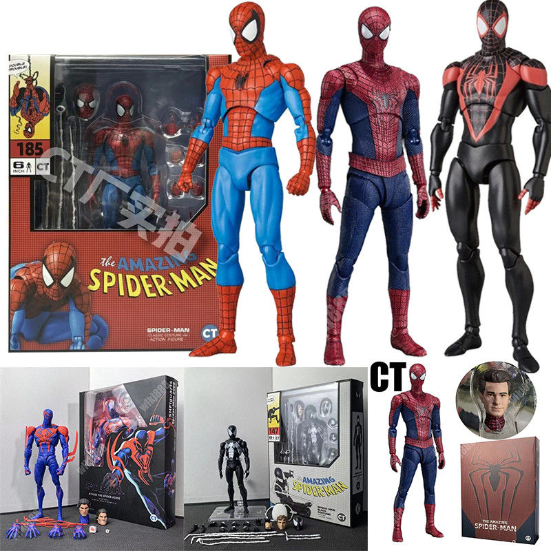 Mafex Spider Man Action Figure Mafex 185 147 Symbiote Spiderman Miles Morales Movable Joints Mdoel ของเล่น