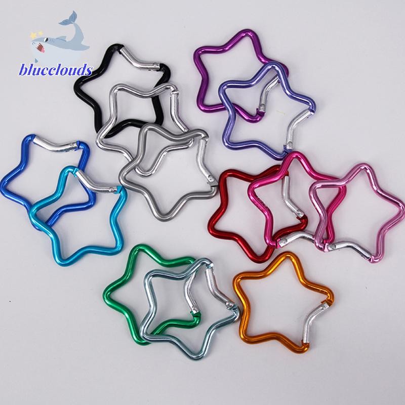 Blueclouds อลูมิเนียมอัลลอยด์กลางแจ้ง Star Shaped Spring Locking Carabiner คลิปพวงกุญแจสําหรับกระเป๋าเป้สะพายหลัง Camping Hiking Traveling ใหม่