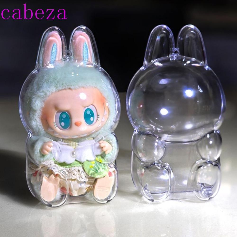 Cabeza นั่งลง Labubu กระเป๋าเก็บ, Anti-lost Peadant Labubu เกราะป้องกัน,ทนทานแขวนกระเป๋าแบบพกพากันน้ําโปร่งใสฝุ่นเด็ก