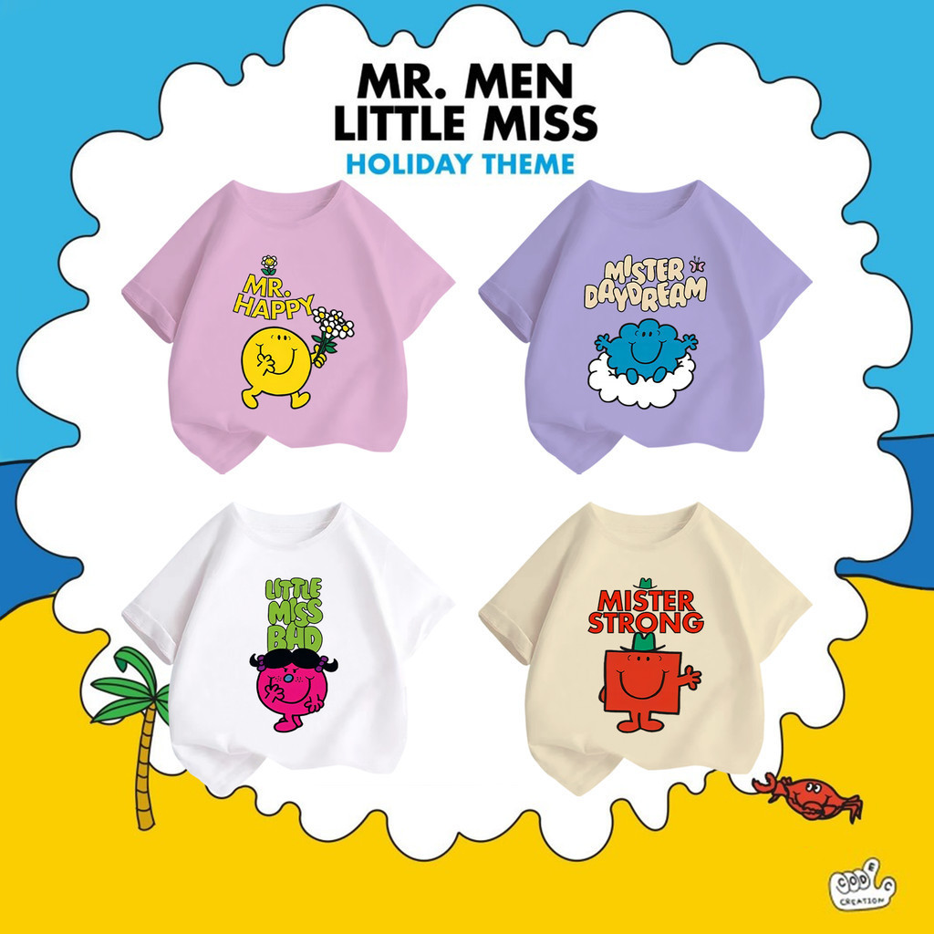 (จัดส่งตลอด 24 ชั่วโมง) พร้อมส่ง**สินค้ามาใหม่** ชุดเด็ก ผญ เสื้อยืด summer MR. MEN LITTLE MISS Print 6สี 90-150