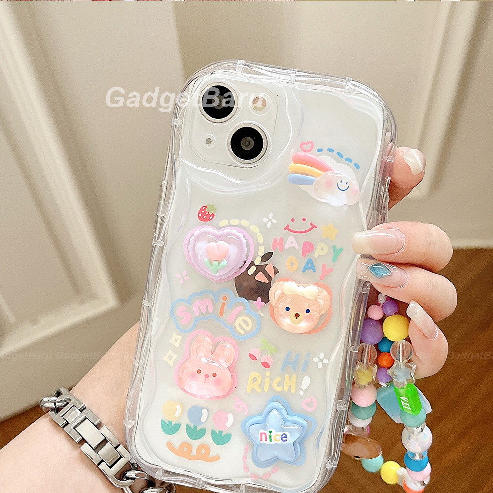 HP ใหม่สามมิติกระต่ายสายรุ้งการ์ตูนซิลิโคนเคสโทรศัพท์น่ารักสายแขวนฝาครอบโซ่สําหรับ INFINIX CC7 X650 