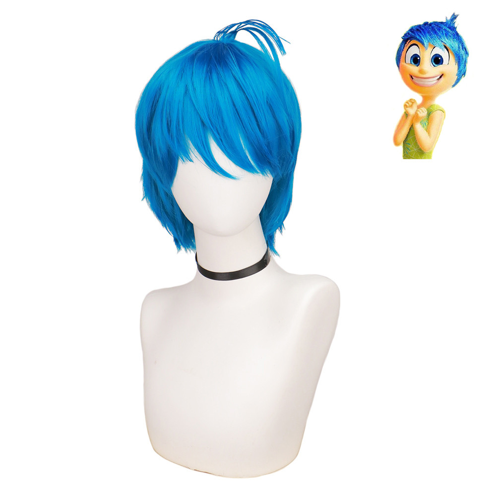 Inside Out 2 Disgust Joy Pixie วิกผมวิกผมสีฟ้า Pixie เครื่องแต่งกายวิกผมสั้นสีฟ้า