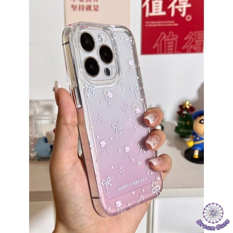 โบว์ผูกโบว์น่ารักสีชมพูใสเคสสำหรับ OPPO A18 A77 A57 A54 A12 A16 A15 A03 A17 A53 A7 A17K A78 A38 A58 A55 Reno 5 5F - รูปที่ 3