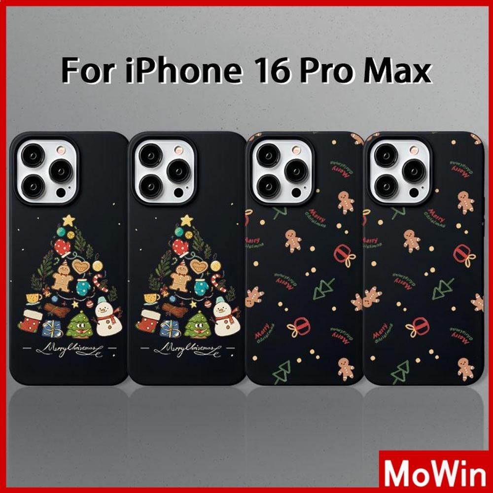 Movin - เคส iPhone 16 Pro Max iPhone 11 สีดำ TPU แบบนิ่ม ตุ๊กตาหิมะน่ารักและคุกกี้ชูการ์แมน เข้ากันได้กับ Compatible With iPhone15 Pro max 14 13 12 11 Pro max XS XR 7 Plus 8 Plus