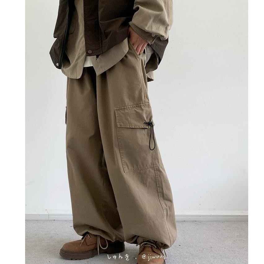 56MEN Cargo pants กางเกงคาร์โก้ชายF12 ขายาว เอวสม็อค ปลายขาปรับจั๊มได้ – Clothing, Man ดำ กากี