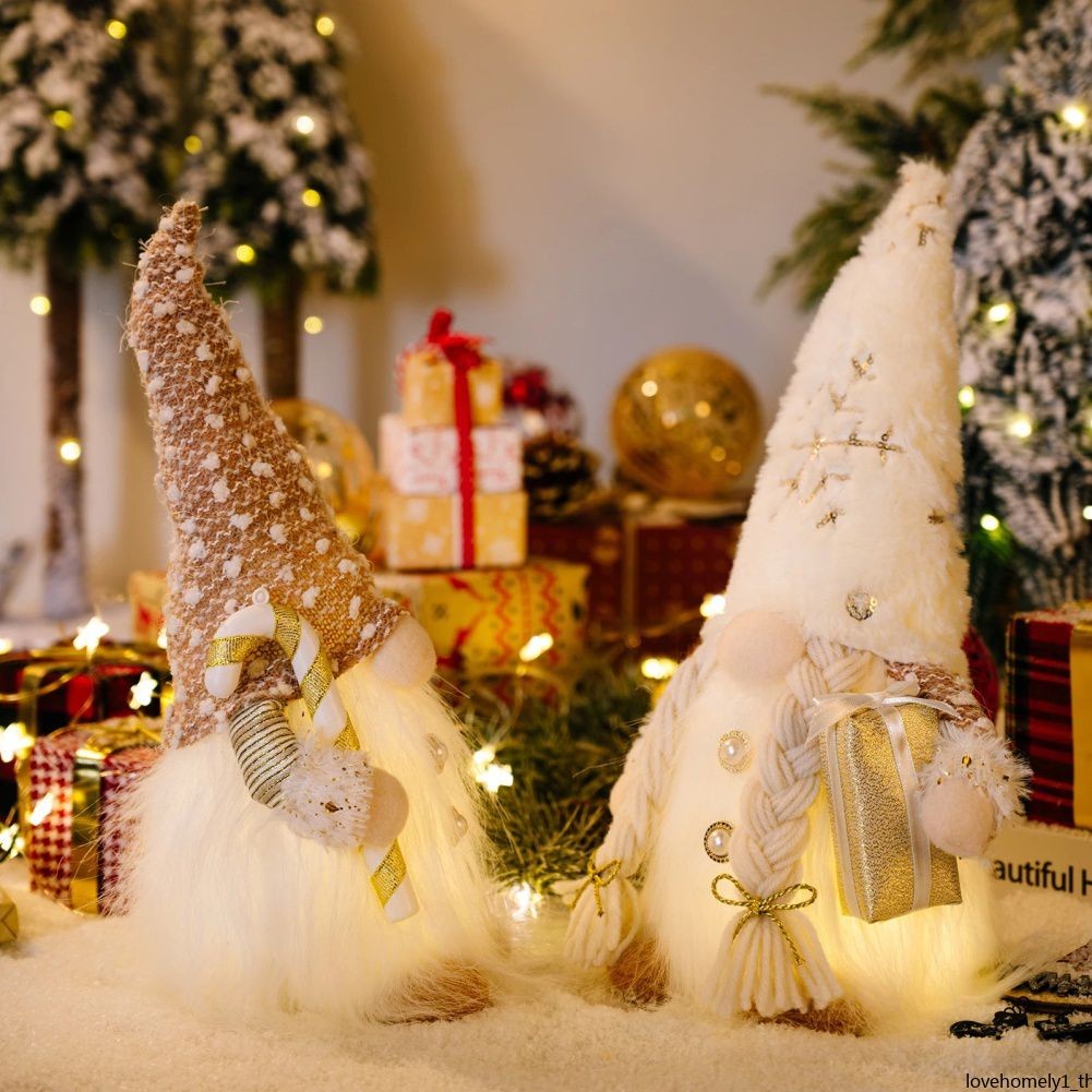 ใหม่ Allilit ตุ๊กตาคริสต์มาส Sled Elf Ski Gnome พร้อมไฟ Led ตกแต่งคริสต์มาสสําหรับบ้านคริสต์มาสปีใหม่