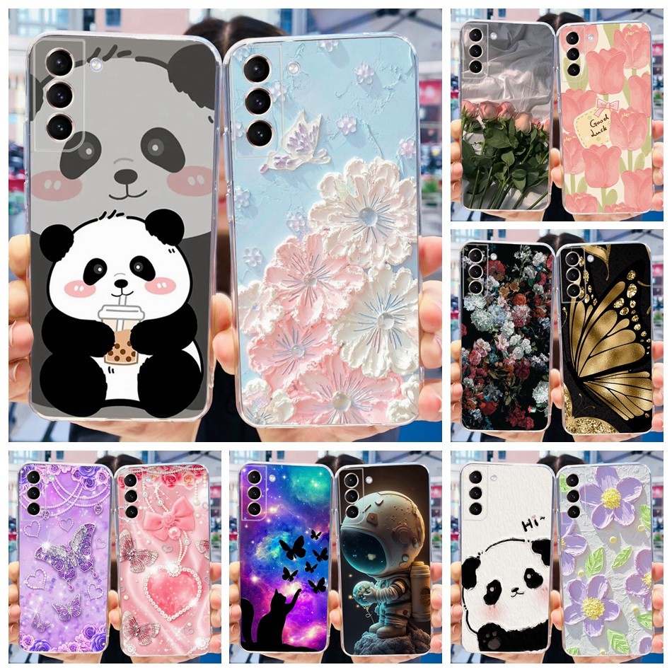 SAMSUNG สําหรับsamsung Galaxy S21 FE 5Gน่ารักการ์ตูนPandaปลอกSamsungS21 S21FEซิลิโคนอ่อนนุ่มTPUเคสโทรศัพท์