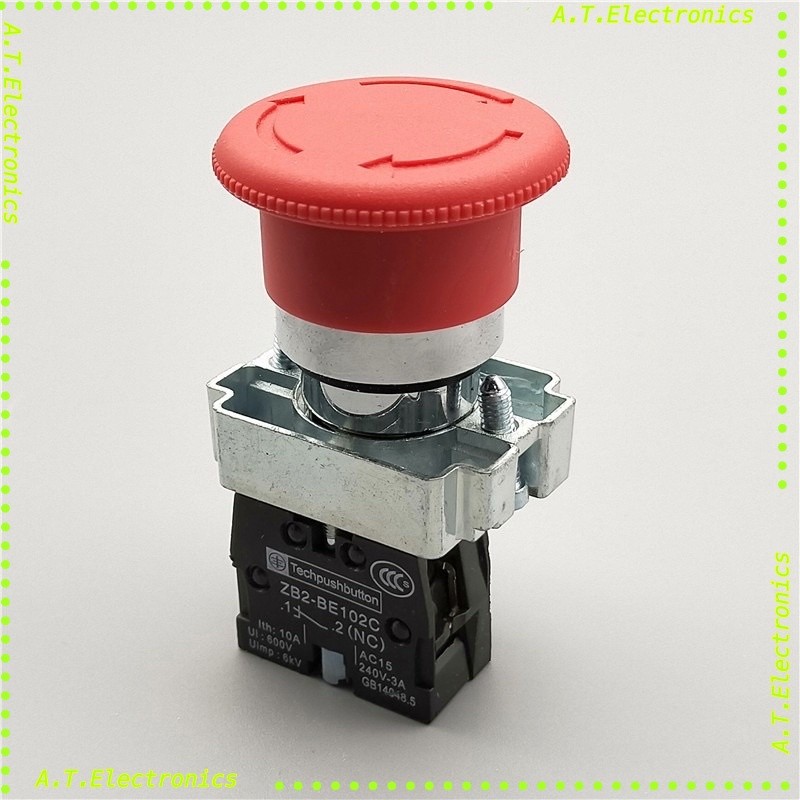 ถูกสุด! ฟรีจัดส่ง👍จุดเงินZB2-BE102Cสวิทช์ปุ่มหยุดฉุกเฉินXB2-BS542หัวเห็ดล็อคตัวเองสีแดงหนึ่งปิด