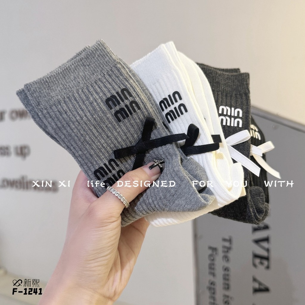 Autumn Winter New Style Classic mm Letter Mid-Tube All-Match Western Style Bowk