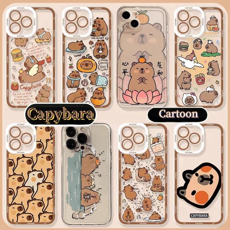 การ์ตูนน่ารัก Capybara สําหรับ Samsung Galaxy S24 S23 S22 S21 Plus Ultra S20FE S21FE S23FE อะนิเมะโปร่งใสนุ่ม Angel Eyes เคสโทรศัพท์