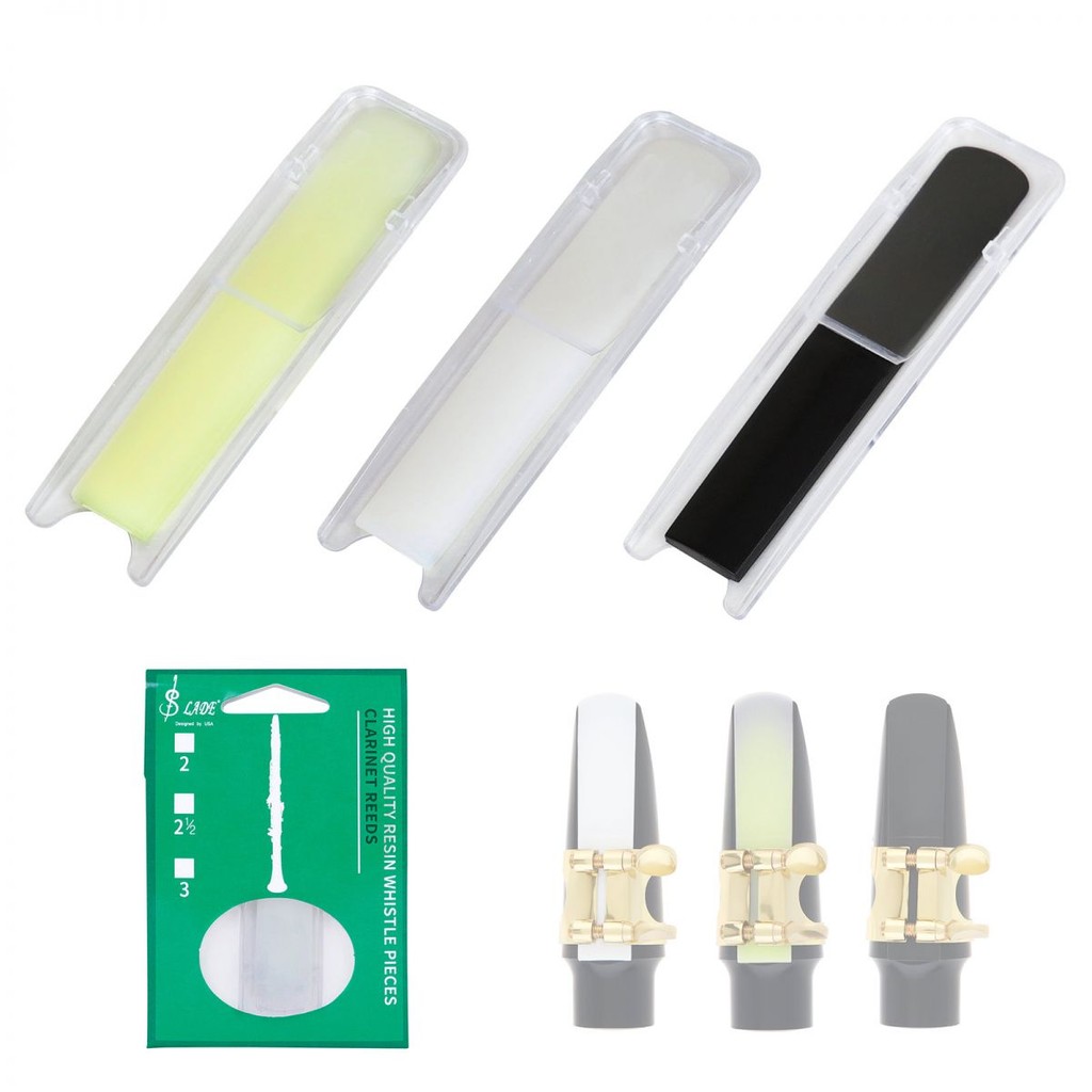 สีดํา / สีขาว / สีเหลืองบรรจุภัณฑ์ประณีต Reed Strength 2.5 Clarinet Resin Reed พร้อมตัวยึดพลาสติก