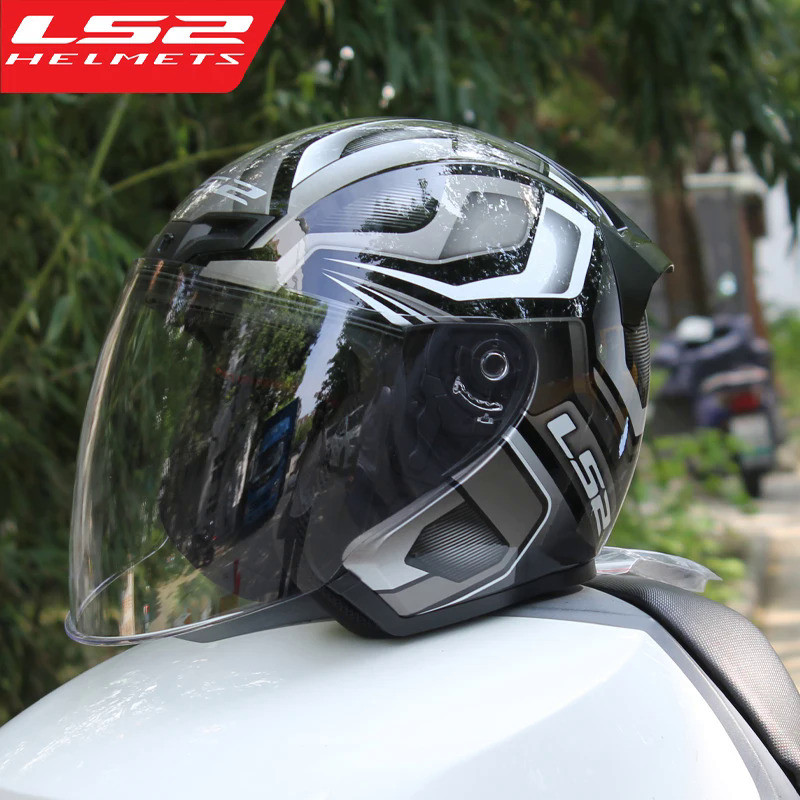 Original LS2 3/4 Open Face Helmet LS2 Capacete Motorcycle Helmet OF608 Summer Jet Scooter Motobike H