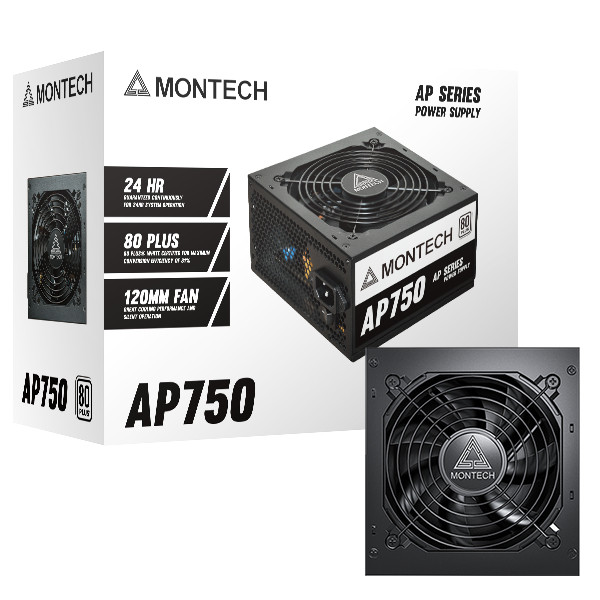 PSU MONTECH AP550 550W / AP650 650W / AP750 750W (80PLUS) POWER SUPPLY (อุปกรณ์จ่ายไฟ)