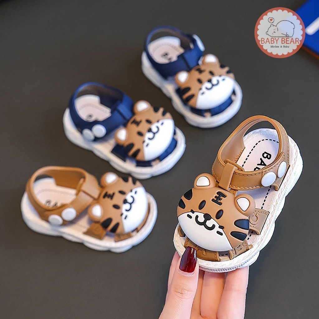 รองเท้าเด็กหัดเดิน รองเท้าแตะหัวกลมรูปเสือ รองเท้าน่ารักๆ สำหรับเด็กผู้ชาย