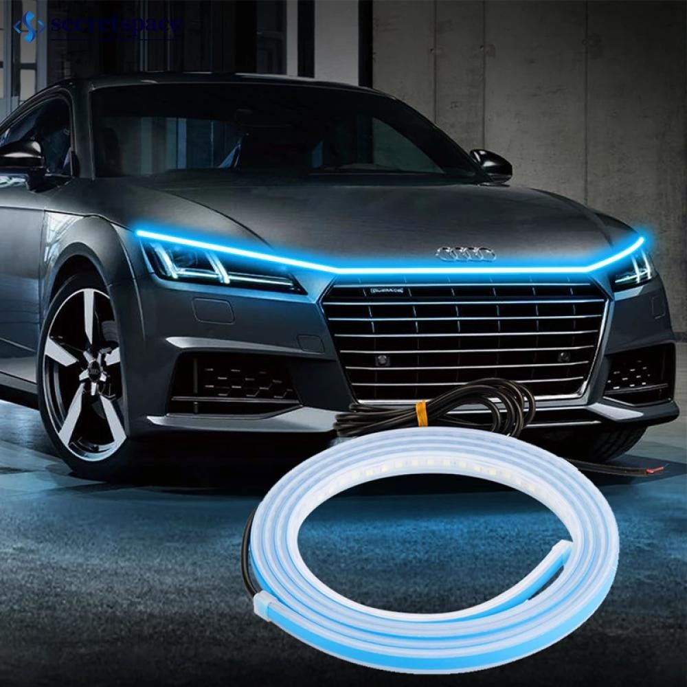 Secretspace ไฟฝากระโปรงรถยนต์ Universal 1.5m DRL ตกแต่งบาร์ 12V Ambient Backlight C8D9
