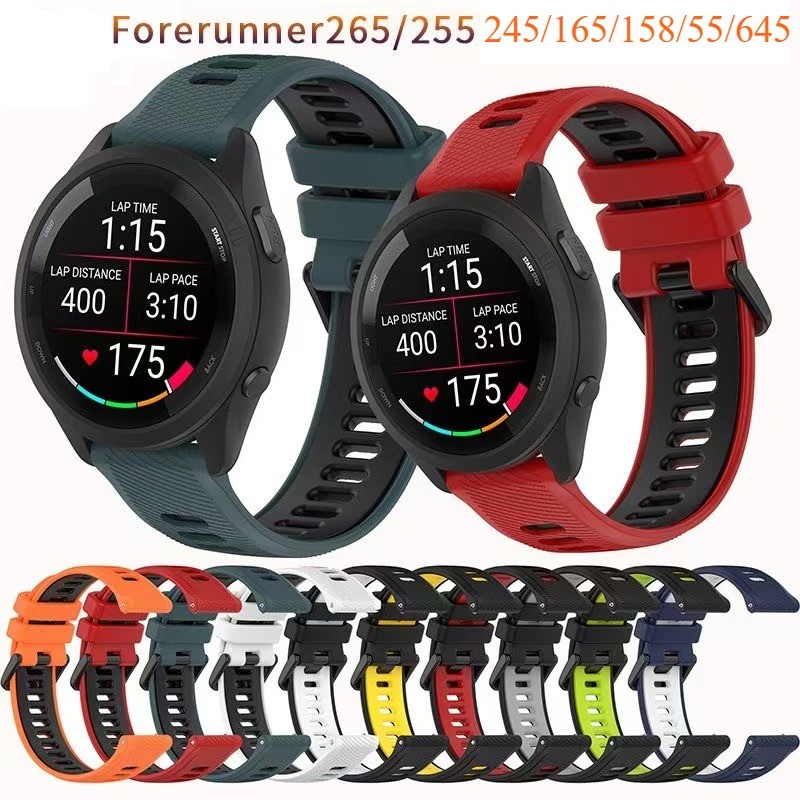 สายนาฬิกาสำหรับsmart watchการ์มิน 265 265music 265s 245 255 645 165 55 158ชิลิโคนสองสีvenu2 venusq2