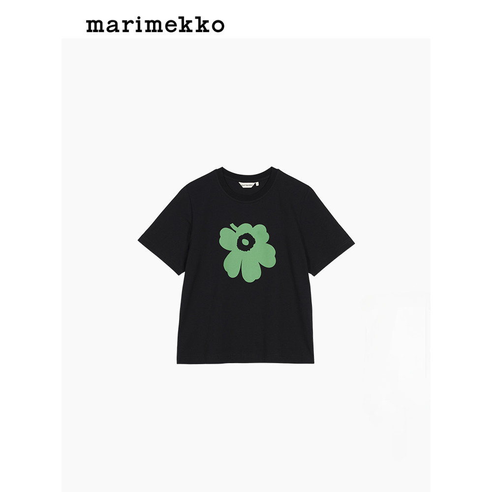 【Fashion】ใหม่ เสื้อยืดแขนสั้น คอกลม ผ้าฝ้ายแท้ พิมพ์ลาย Marimekko แฟชั่นฤดูใบไม้ผลิ