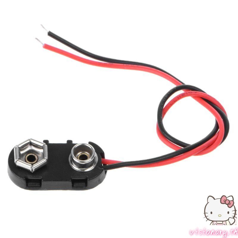 Vision PP3 9V คลิปเชื่อมต่อ I ประเภทตะกั่วลวดดีบุก 150 มม.สีดําสีแดง