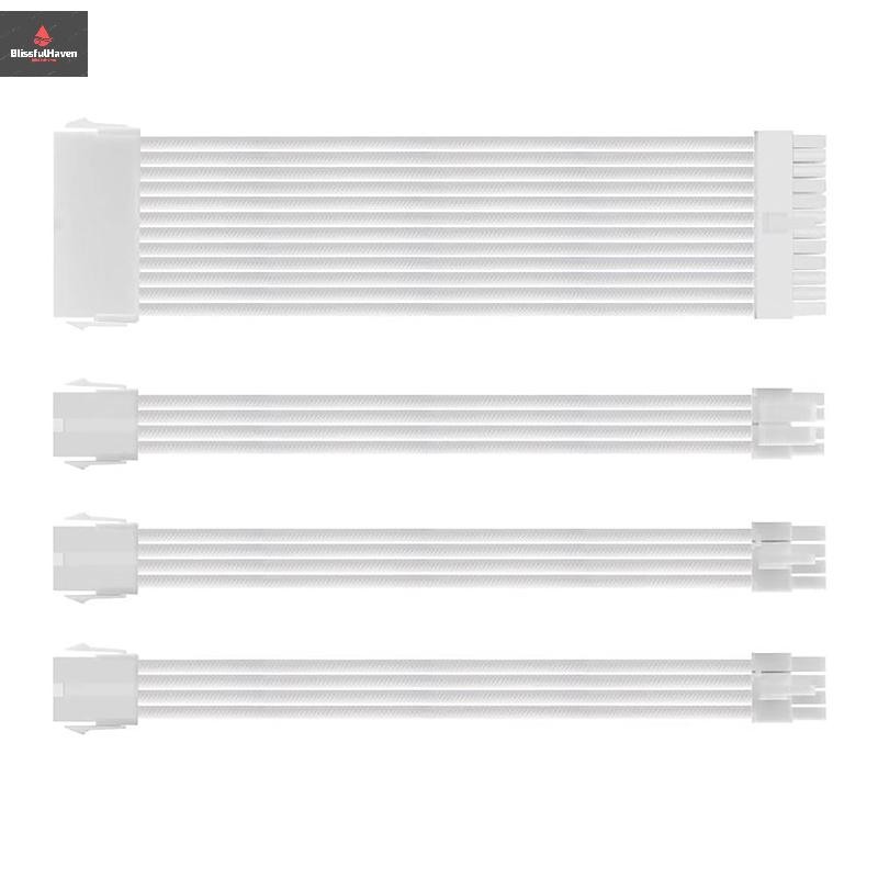 Cod PSU ATX 24Pin สายไนลอนถัก 8-pin 6 + 2pin สายไฟ 24 พินเมนบอร์ดสําหรับคอมพิวเตอร์พีซีกรณีสายไฟชุดใ