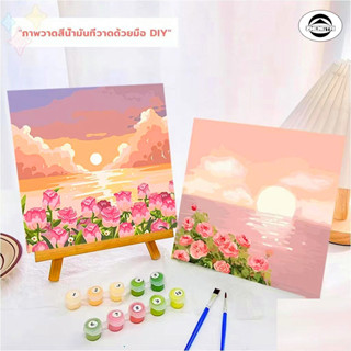 ดอกไม้ภาพวาดสีน้ำมันดิจิตอลdiyระบายสีเด็กมือวาดภูมิทัศน์ดอกท…