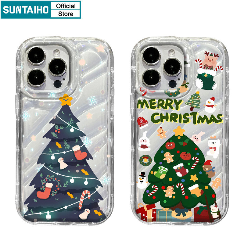 Suntaiho ความงามที่ไม่ซ้ํากันปลอก Merry Christmas รูปแบบเคสโทรศัพท์สําหรับ Iphone 15 14 12 13 11 Pro Max IP 7 8 Plus Iphon X Xs XR Xs Max TPU Soft Premium กันกระแทกปกหลัง