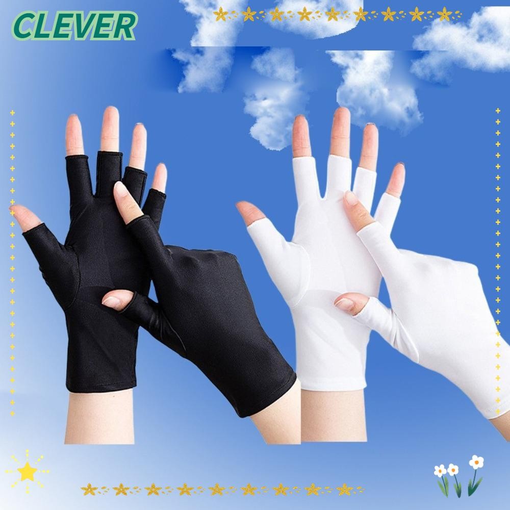 ถุงมือกันแดด CLEVER แบบครึ่งนิ้ว ระบายอากาศดี ทำจากผ้าไหมน้ำแข็งยืดหยุ่นสูง ป้องกันรังสี UV พร้อมให้เป็นของขวัญ