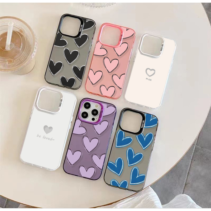 เคสโทรศัพท์สําหรับ Samsung Galaxy S25 S24 S23 Ultra S24FE S23FE S20FE ปกหัวใจรักหรูหรา Y2K Matte Har