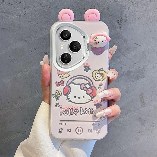 เคส Honor 400 Pro เคส Honor 400 เคสลายการ์ตูนแมวเคธี่ เคสแข็งกันกระแทก เคสโทรศัพท์แบบมีปุ่มโลหะชุบ