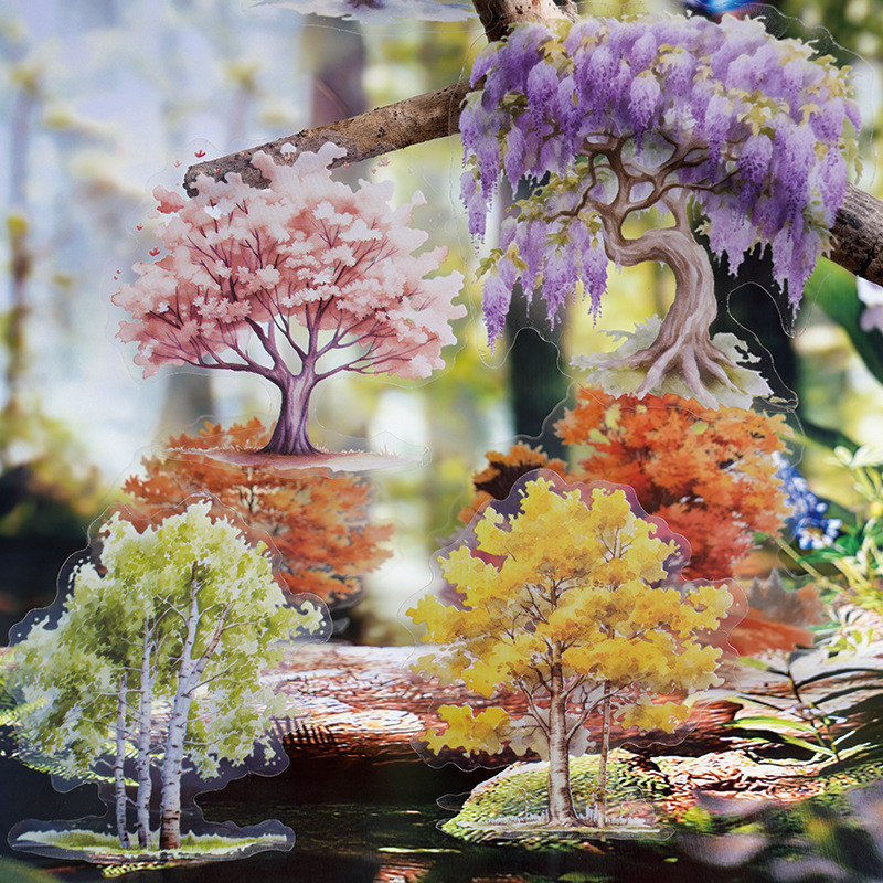 20 ชิ้นป่า PET สติกเกอร์สมุดภาพการออกแบบพฤกษศาสตร์สําหรับ Scrapbooking กันน้ํา Journaling อุปกรณ์ Ju