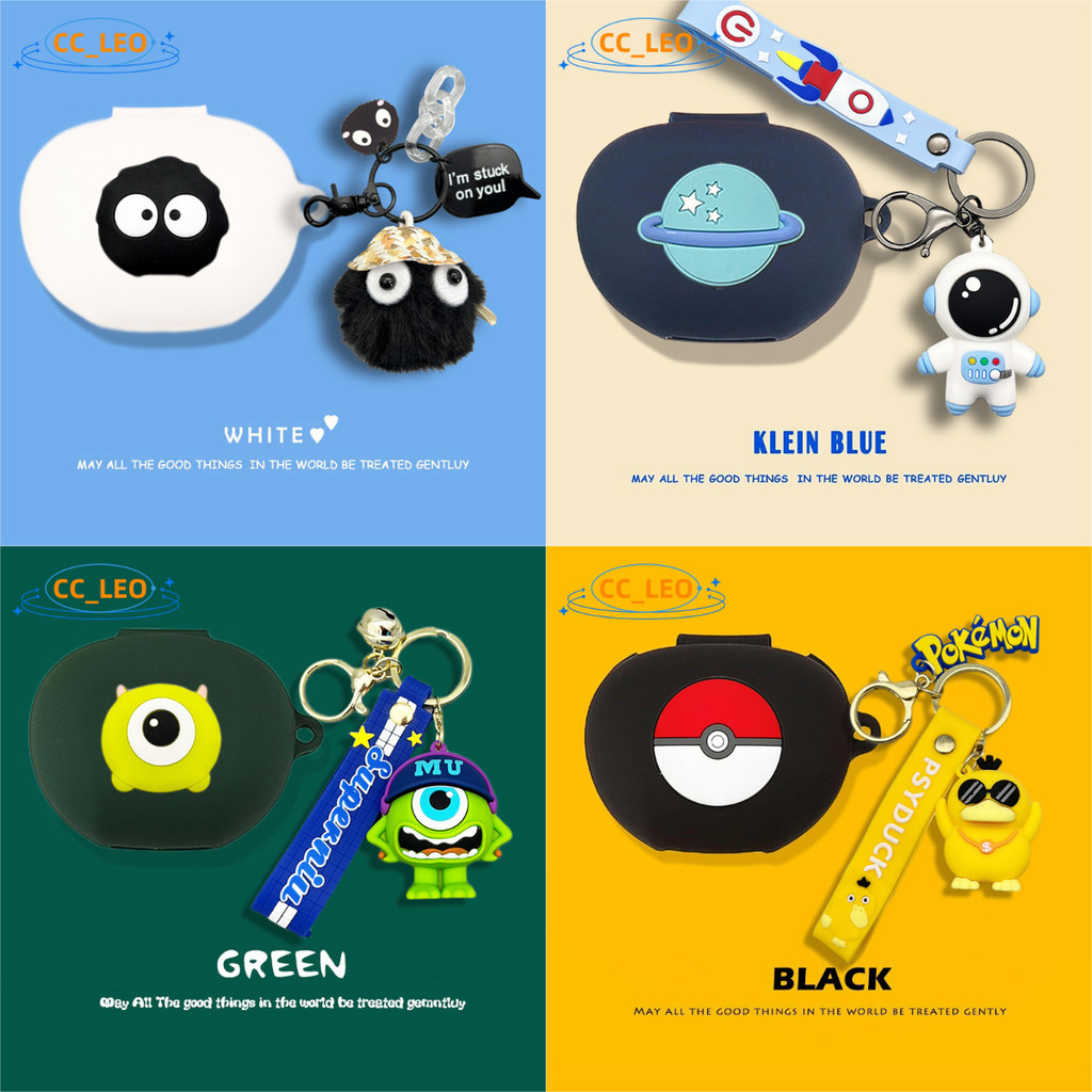 For EDIFIER Neobuds Pro3 Case Silicone Soft Case Creative Shark Cartoon Bunny Keychain Pendant Suita