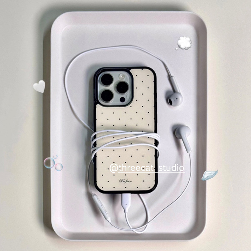 สไตล์เกาหลี Ins บล็อกเกอร์เดียวกันสาวหวานจุดสมัยเก่าเคสโทรศัพท์สําหรับ Iphone16promax/15pro/15/14/13/12/11 เคสป้องกัน