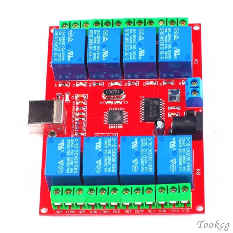 [Tookcg] DC 12V 8 Channel USB Relay Board Module with LED Indicator Computer Control