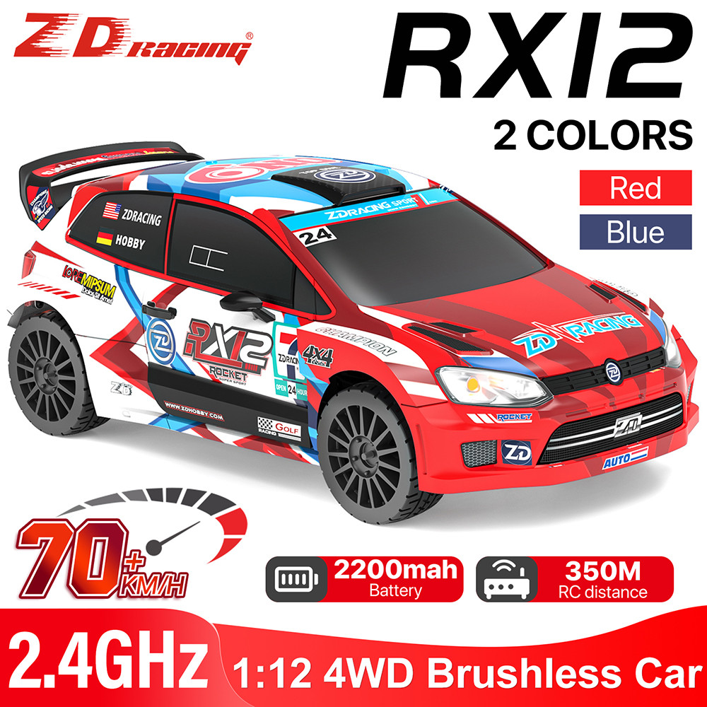 ZD Racing RC รถ 1:12 Scale RX12 รถไร้แปรงถ่าน 70 กม./ชม.รถ 4WD 2200mAh 350M Rally รถ