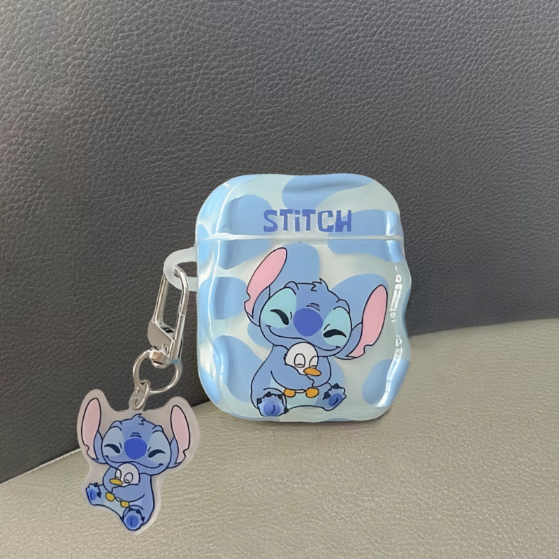 น่ารักการ์ตูนStitchหูฟังสําหรับAirPods 4 1 2 3 Pro 2021 ชุดหูฟังบลูทูธไร้สายSoft TPUฝาครอบป้องกันพร้อมตะขอ