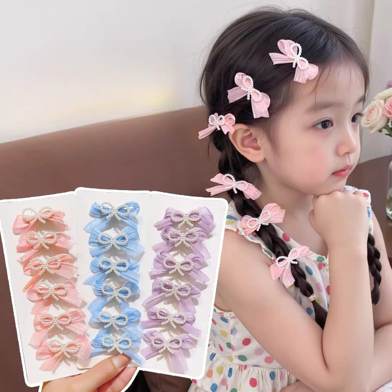 ชิ้น/ล็อต 2/6 Bowknot Hairpin คลิปด้านข้างสำหรับเด็ก พร้อมBangs คลิปอุปกรณ์เสริมผม