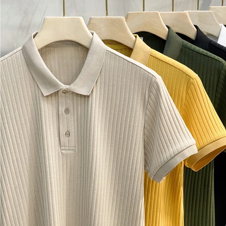 Chaistyle - เสื้อโปโลผู้ชาย วินเทจ หลวม ใส่สบาย เสื้อคอปก ลำลอง เลือกได้หลายสี