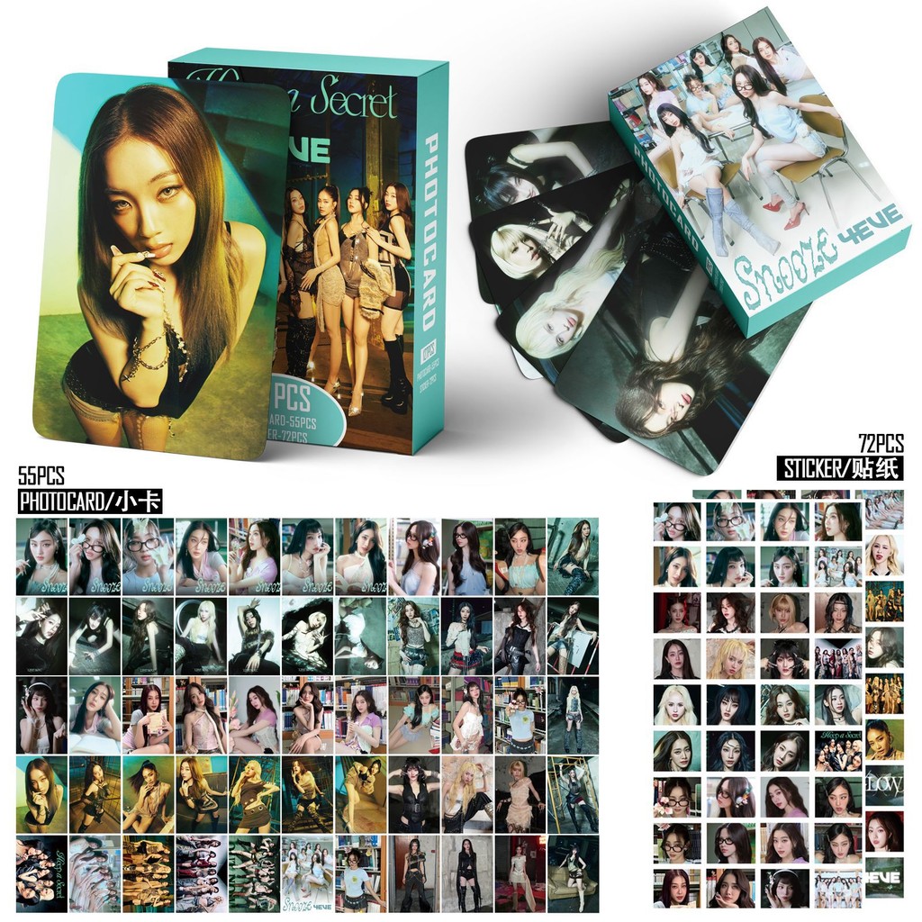 ประเทศไทย 4EVE GLOW SNOOZE Photocard Lomo Card โปสการ์ด 55 ชิ้นการ์ด + 72 ชิ้นสติกเกอร์ขนาดเล็ก