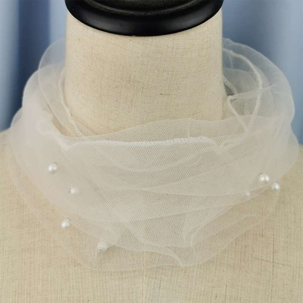 ผ้าพันคอ organza ยืดหยุ่น ลายตาข่ายและริบบิ้น ขนาดเล็ก สไตล์เรียบร้อยและสง่า ราคา ถูกที่สุด ดีลบีเคเค แกลเลอรีภาพที่ 3