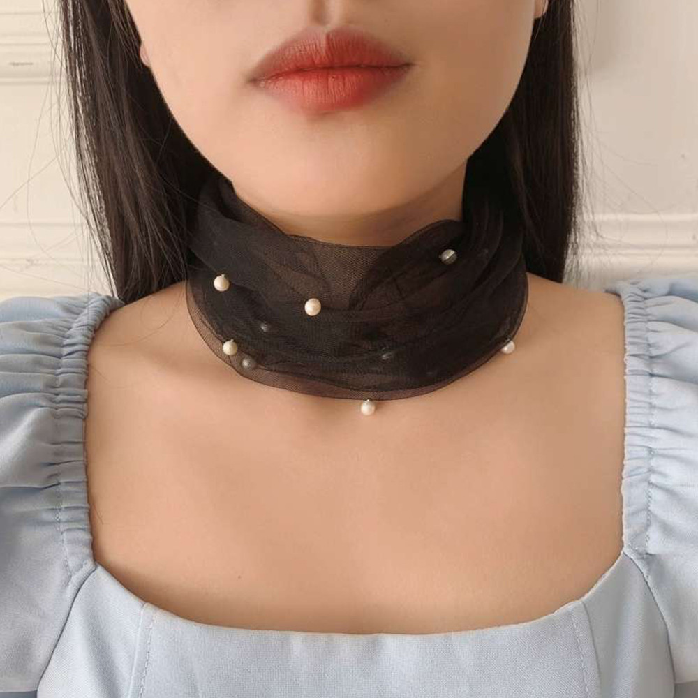 ผ้าพันคอ organza ยืดหยุ่น ลายตาข่ายและริบบิ้น ขนาดเล็ก สไตล์เรียบร้อยและสง่า ราคา ถูกที่สุด ดีลบีเคเค แกลเลอรีภาพที่ 9