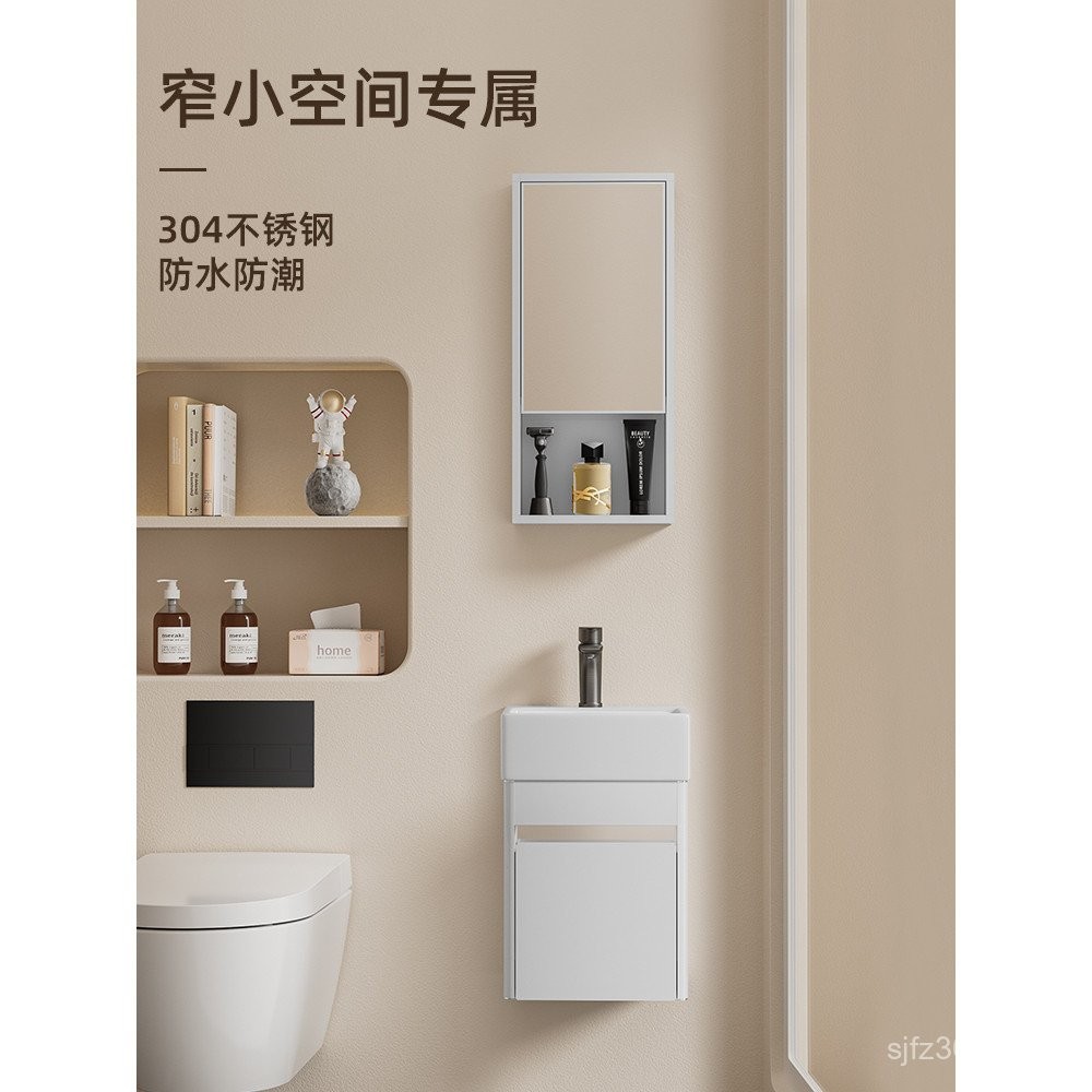 มินิอ่างล้างหน้าอ่างล้างหน้าตู้ห้องน้ําพาร์ทเมนท์ขนาดเล็กซวนตู้แคบรวมกันอ่างล้างหน้าแคบขยายขนาดเล็กพ