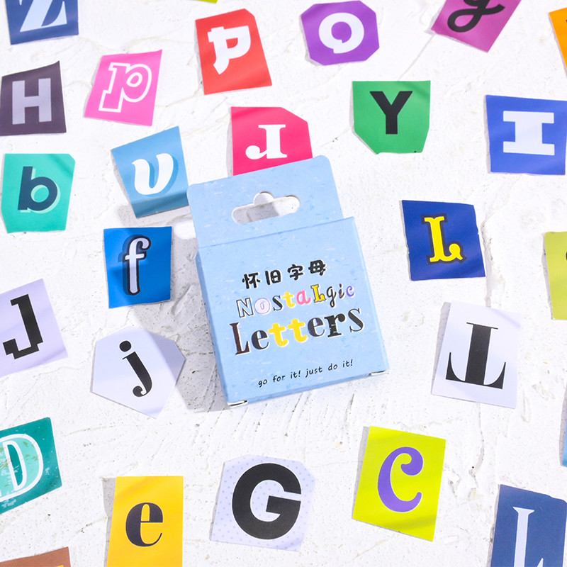 52 ชิ้น Retro Nostalgic ตัวอักษรสติกเกอร์ Journal Deco DIY สติกเกอร์