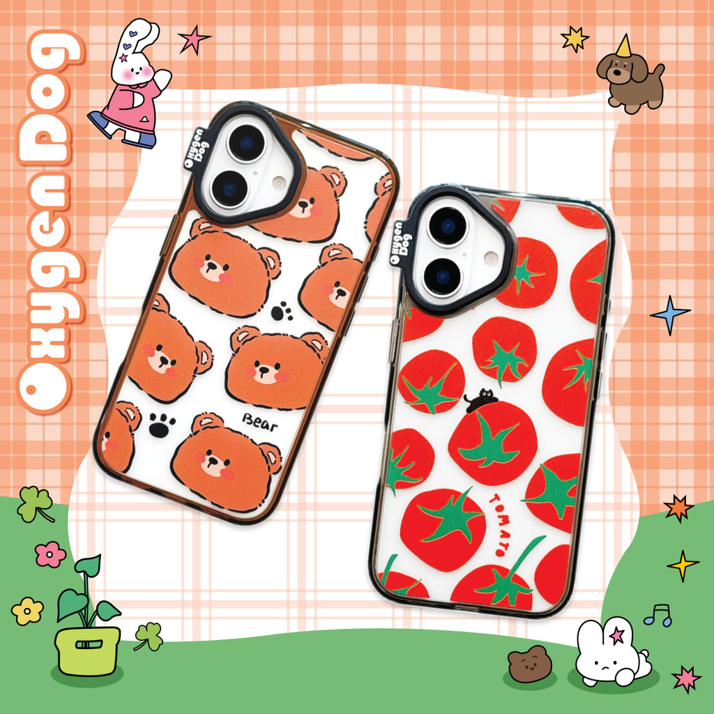 Oxygendog case เคสไอโฟน ลายการ์ตูน หมี มะเขือเทศ For ipone 16ProMax 16 15ProMax 15 14 13